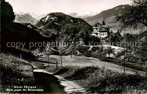 AK / Ansichtskarte Fuerigen_Stansstad_NW Hotel Fuerigen mit Berner Alpen 