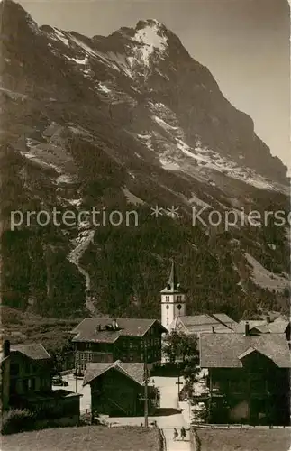 AK / Ansichtskarte Grindelwald Hotel Pension Gletschergarten mit Kirche und Eiger Grindelwald