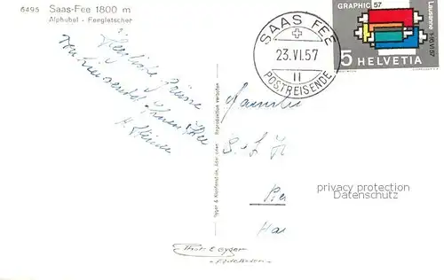 AK / Ansichtskarte Saas Fee_VS mit Alphubel und Feegletscher 