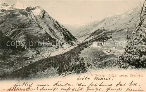AK / Ansichtskarte Riffelalp_VS Hotel mit Zermatt 