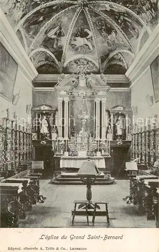 AK / Ansichtskarte Grand Saint Bernard_VS Eglise Interieur 