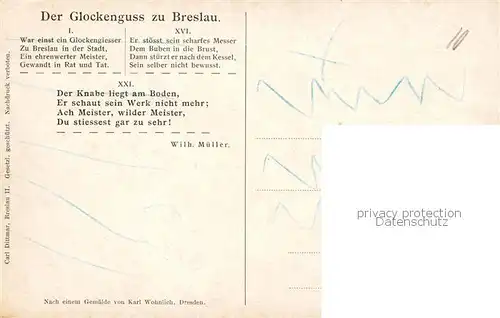 AK / Ansichtskarte  Breslau_Niederschlesien Der Glockenguss zu Breslau Gemaelde Breslau_Niederschlesien