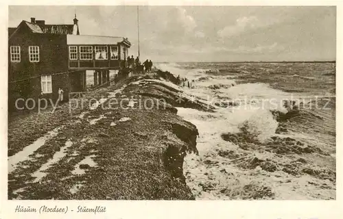 AK / Ansichtskarte  Husum__Nordfriesland Sturmflut Oktober 1936 am Seedeich 