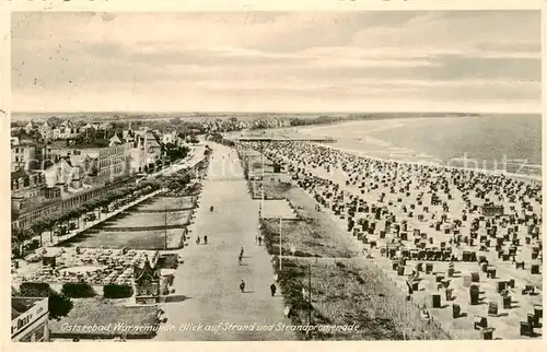 AK / Ansichtskarte  Warnemuende_Ostseebad Strand mit Strandpromenade Warnemuende_Ostseebad