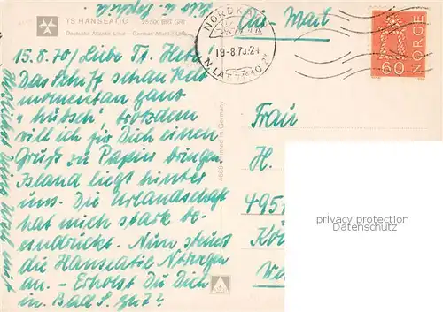 AK / Ansichtskarte  Dampfer_Oceanliner TS HANSEATIC  