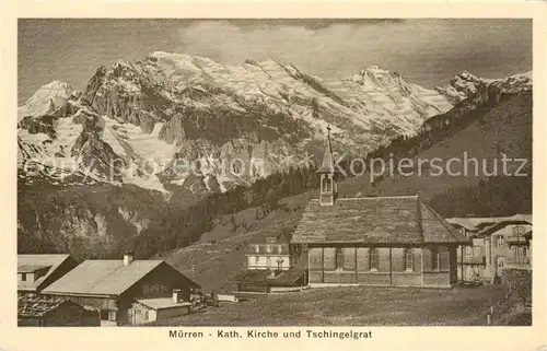 AK / Ansichtskarte Muerren_BE Katholische Kirche und Tschingelgrat Berner Alpen Muerren_BE