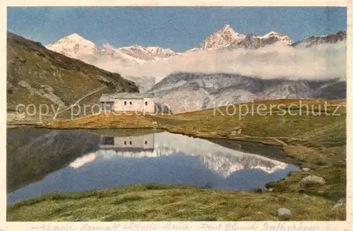 AK / Ansichtskarte Zermatt_VS Dent Blanche Gabelhoerner Walliser Alpen Kapelle Maria zum Schnee am Schwarzsee Zermatt_VS