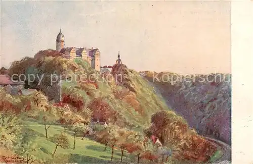 AK / Ansichtskarte 73823213 Rochsburg_Lunzenau Schloss Rochsburg Aquarell von W. Hartwig Kuenstlerkarte 