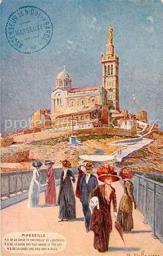 AK / Ansichtskarte Marseille_13 ND de la Garde et passerelle de l Ascenseur 
