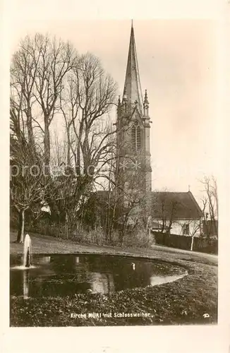 AK / Ansichtskarte Muri_BE Kirche mit Schlossweiher Muri_BE