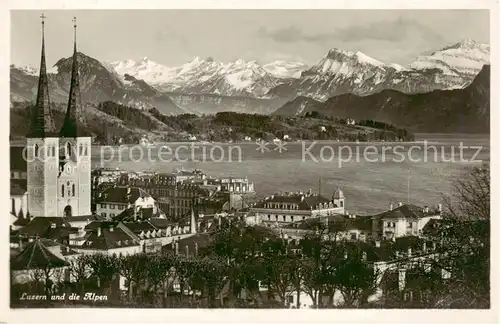 AK / Ansichtskarte Luzern__LU mit Kirche und den Alpen 