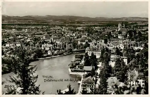 AK / Ansichtskarte Thun_BE Panorama mit der Aare Thun_BE