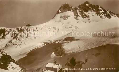 AK / Ansichtskarte Mutthornhuette_2906m_BE mit Tschingelhoerner 