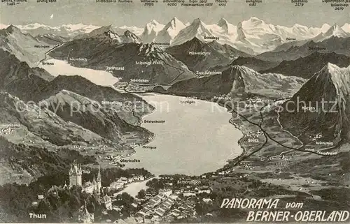 AK / Ansichtskarte Berner_Oberland Panoramakarte mit Thun Berner_Oberland