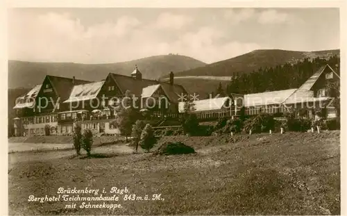 AK / Ansichtskarte  Brueckenberg_Krummhuebel_Riesengebirge_PL Berghotel Teichmannbaude mit Schneekoppe 