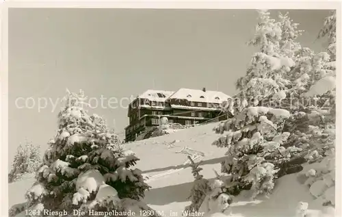 AK / Ansichtskarte 73823483 Riesengebirge_Schlesischer_Teil Die Hampelbaude im Winter 