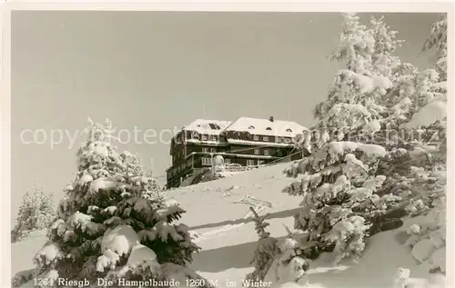 AK / Ansichtskarte  Riesengebirge_Schlesischer_Teil Die Hampelbaude im Winter 