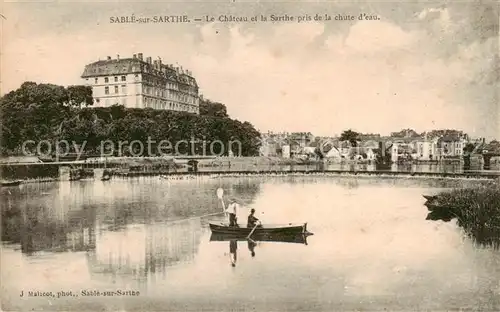 AK / Ansichtskarte Sable sur Sarthe_72 Le Chateau et a Sarthe pris de la chute d eau 