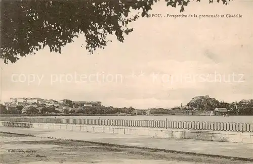 AK / Ansichtskarte  Corfou_Korfu_Corfu_Greece Perspective de la promenade et Citadelle 