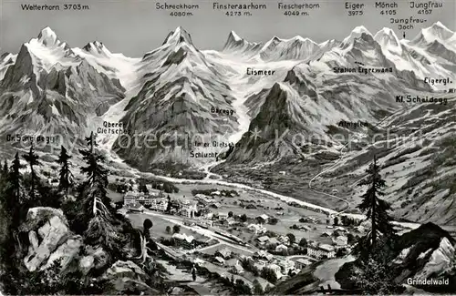 AK / Ansichtskarte Grindelwald Panoramakarte Grindelwald