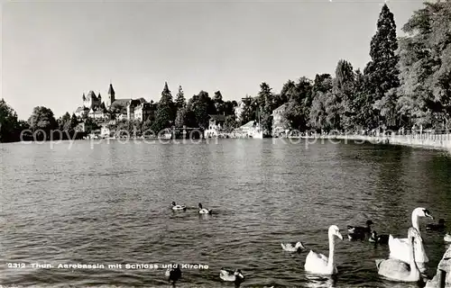 AK / Ansichtskarte Thun_BE Aarebassin mit Schloss und Kirche Thun_BE