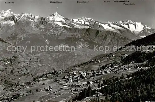 AK / Ansichtskarte Graechen_VS mit Nesthorn Aletschhorn Fiescherhoerner Graechen_VS
