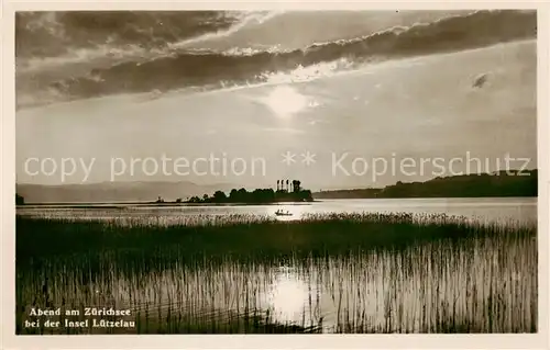 AK / Ansichtskarte Zuerichsee_ZH Abend am Zuerichsee bei der Insel Luetzelau Zuerichsee ZH