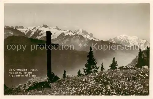AK / Ansichtskarte La_Creusaz_VS Massif du Trient Aig Verte et Mt Blanc 