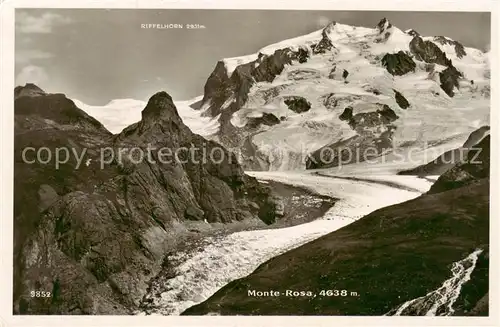 AK / Ansichtskarte Monte Rosa_Le_Mont_Rose_4612m_VS mit Riffelhorn 