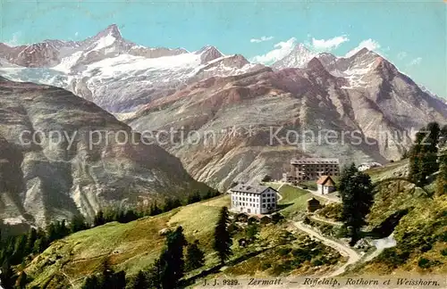 AK / Ansichtskarte Zermatt_VS Riffelalp Rothorn et Weisshorn Zermatt_VS