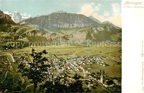 AK / Ansichtskarte Meiringen_BE Panorama mit Well und Wetterhorn Meiringen BE