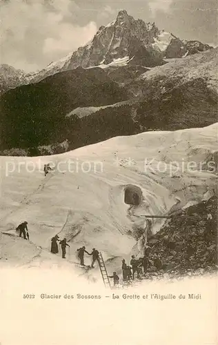 AK / Ansichtskarte Glacier_des_Bossons_VD La Grotte et lAiguille du Midi 