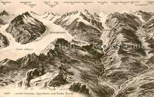 AK / Ansichtskarte Fiesch_VS Gierschgletscher Eggishorn und Furka Route 
