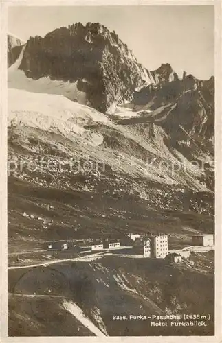 AK / Ansichtskarte Furkapasshoehe Hotel Furkablick Panorama Furkapasshoehe
