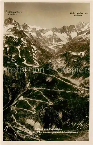 AK / Ansichtskarte Furkapasshoehe Blick auf Berneralpen und Grimselstrasse  Furkapasshoehe