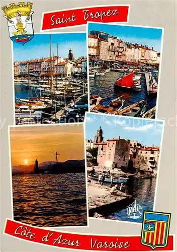 AK / Ansichtskarte Saint_Tropez_Var Le Port Coucher de Soleil Vieux port des pecheurs Saint_Tropez_Var