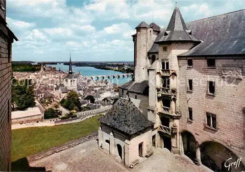 AK / Ansichtskarte Saumur_49 Cour interieure du chateau vue sur la ville et la Loire 