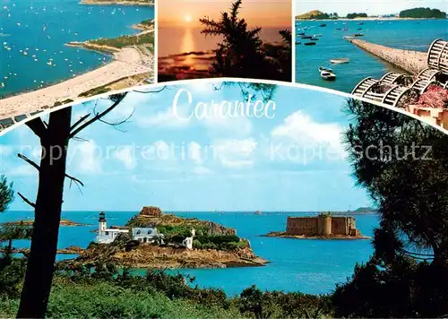 AK / Ansichtskarte Carantec_29_Finistere La plage du Kelenn lile Callot le chateau du Taureau et lile Louet 