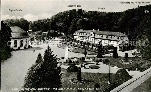 AK / Ansichtskarte 73823915 Bad_Kudowa_Kudowa-Zdroj_Niederschlesien_PL Kurpark mit Aussichtslaube und Schloss 