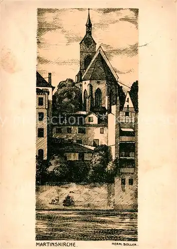 AK / Ansichtskarte Alt_Basel_BS Martinskirche Federzeichnung Alt_Basel_BS
