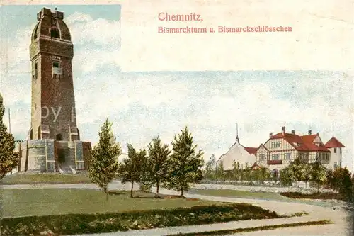 AK / Ansichtskarte 73824041 Chemnitz Bismarckturm und Bismarckschloesschen Chemnitz