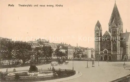AK / Ansichtskarte Metz__57_Moselle Theaterplatz und neue ev Kirche 