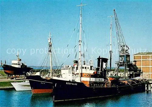 AK / Ansichtskarte  Schiffe_Ships_Navires Deutsches Schiffahrtsmuseum Bremerhaven Schlepper STIER KRANICH RAU XI SEEFALKE 