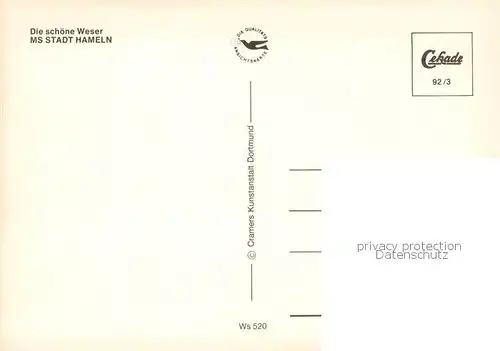 AK / Ansichtskarte  Dampfer_Binnenschifffahrt MS STADT HAMELN  