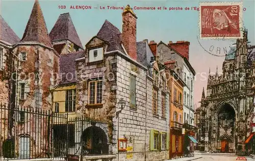 AK / Ansichtskarte Alencon_61 Le Tribual Commerce et le porche de l Eglise 