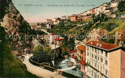 AK / Ansichtskarte Thiers_63_Puy de Dome coutelleries sur la Durolle En haut La Ville 
