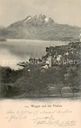 AK / Ansichtskarte Weggis_Vierwaldstaettersee mit Pilatus Weggis_Vierwaldstaettersee