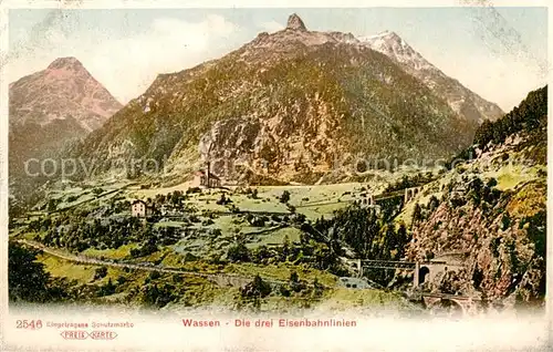 AK / Ansichtskarte Wassen__UR Die drei Eisenbahnlinien 