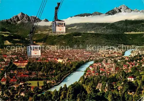 AK / Ansichtskarte Seilbahn_Cable Car_Telepherique Innsbrucker Nordkettenbahn Wagenkreuzung Serles Nockspitze 