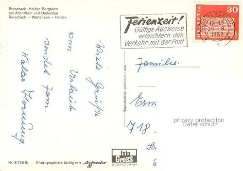 AK / Ansichtskarte Bergbahn Rorschach Heide Bergbahn Bodensee  Bergbahn